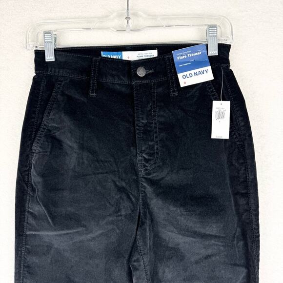 NWT Old Navy Extra High-Waisted Velvet Trouser Flare Pants Black Size 0 Office - Picture 6 of 16
